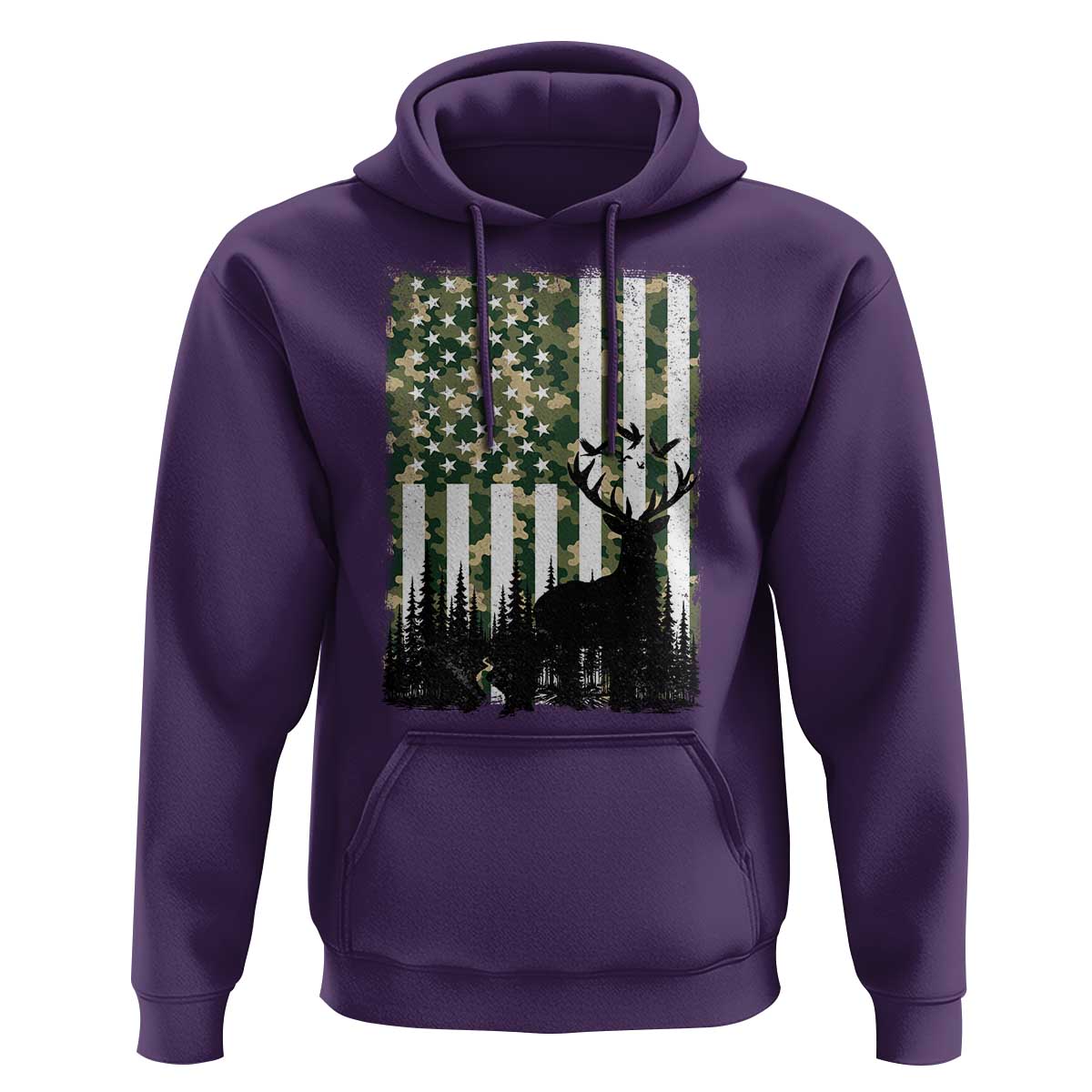 Deer Hunting Hoodie American Flag Camo Gift - Wonder Print Shop