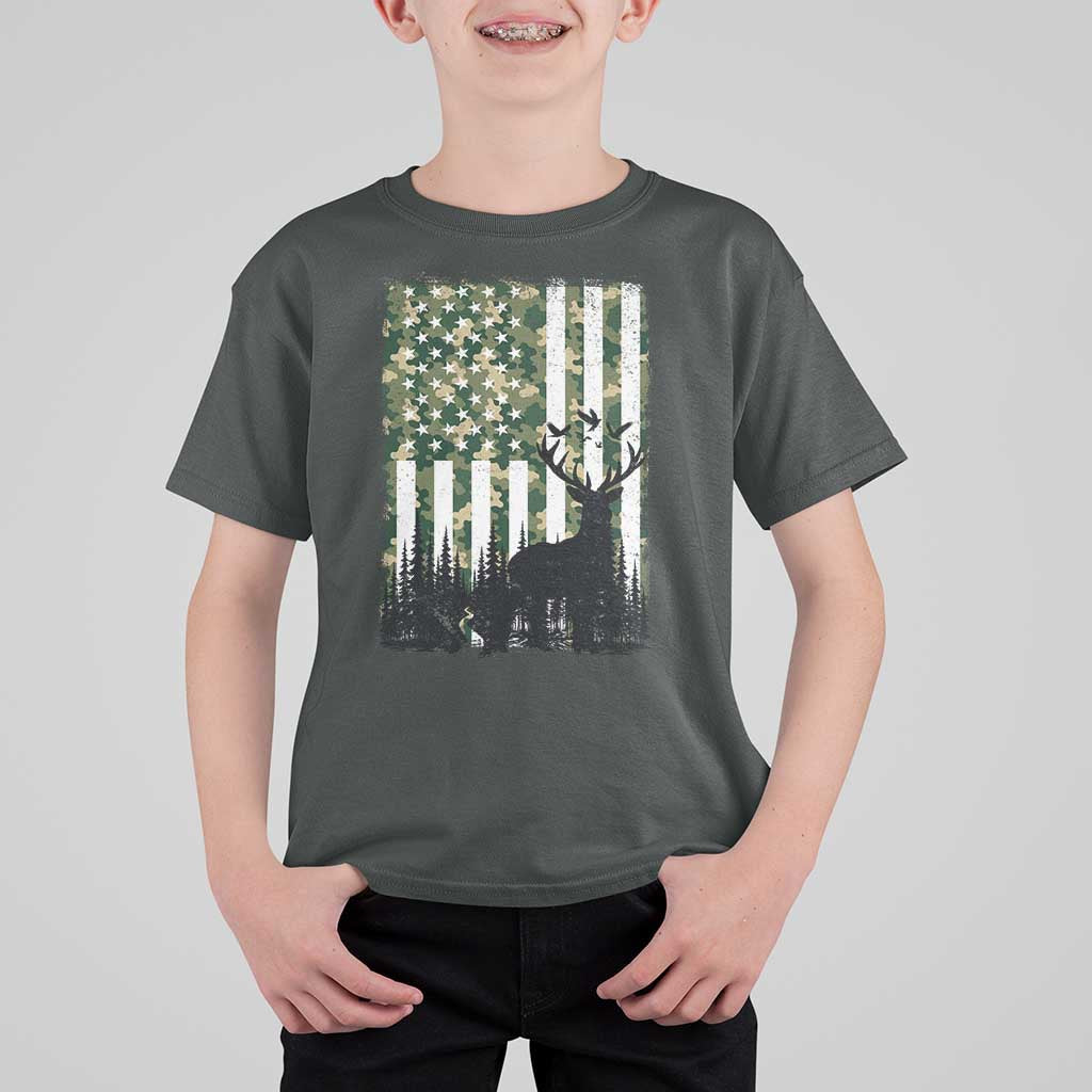 Deer Hunting T Shirt For Kid American Flag Camo Gift - Wonder Print Shop
