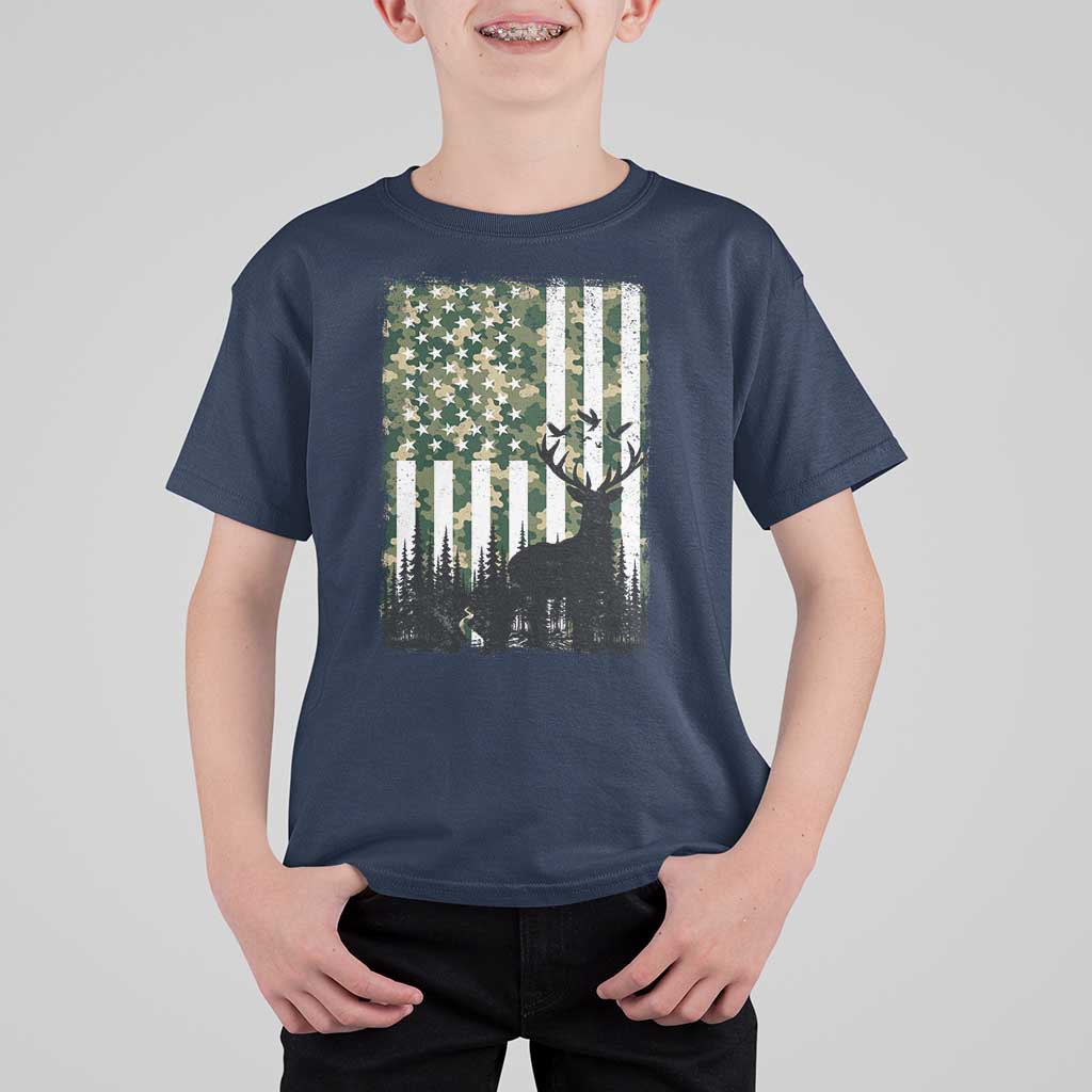 Deer Hunting T Shirt For Kid American Flag Camo Gift - Wonder Print Shop