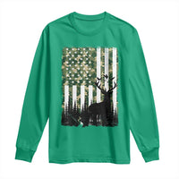 Deer Hunting Long Sleeve Shirt American Flag Camo Gift - Wonder Print Shop