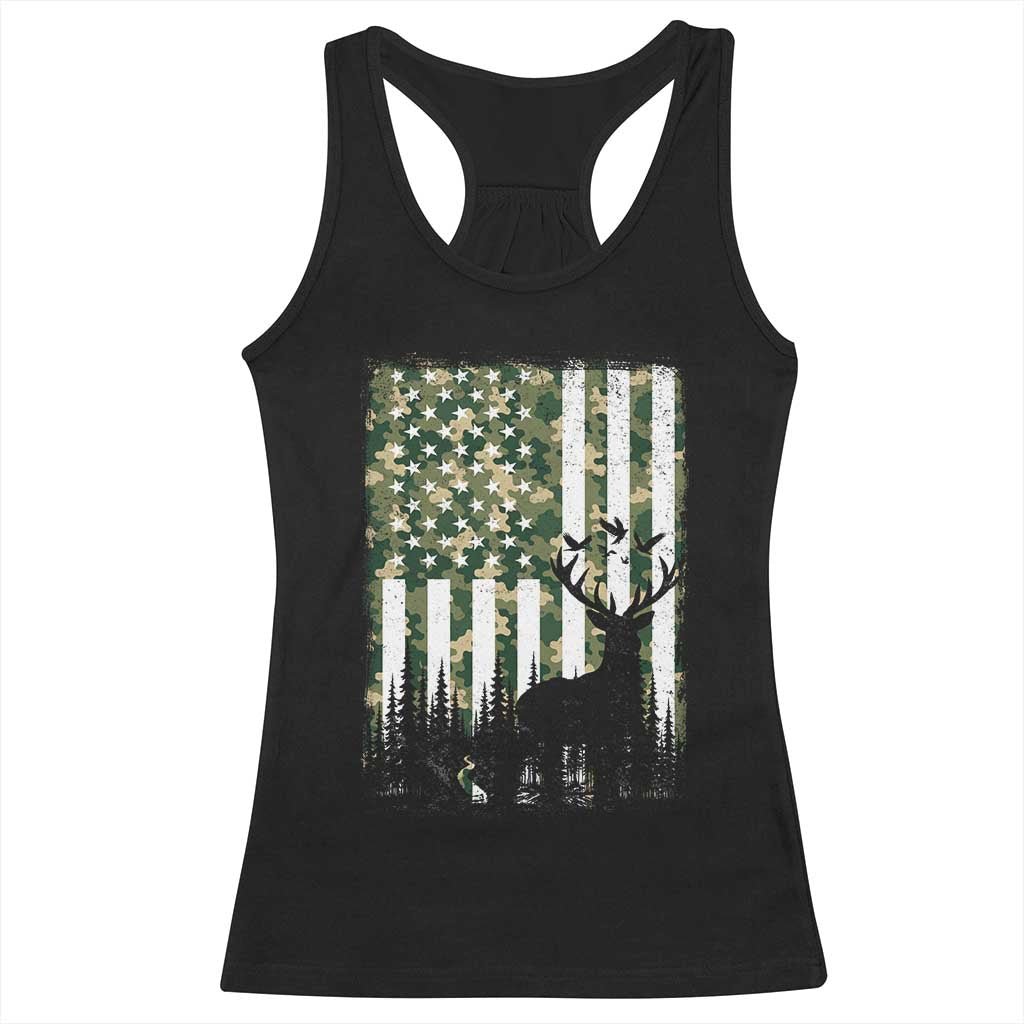 Deer Hunting Racerback Tank Top American Flag Camo Gift - Wonder Print Shop