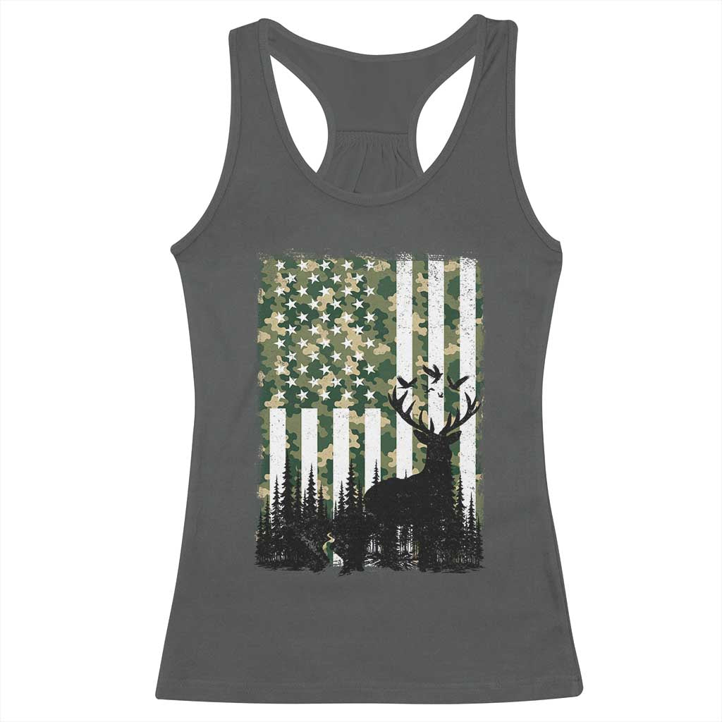 Deer Hunting Racerback Tank Top American Flag Camo Gift - Wonder Print Shop