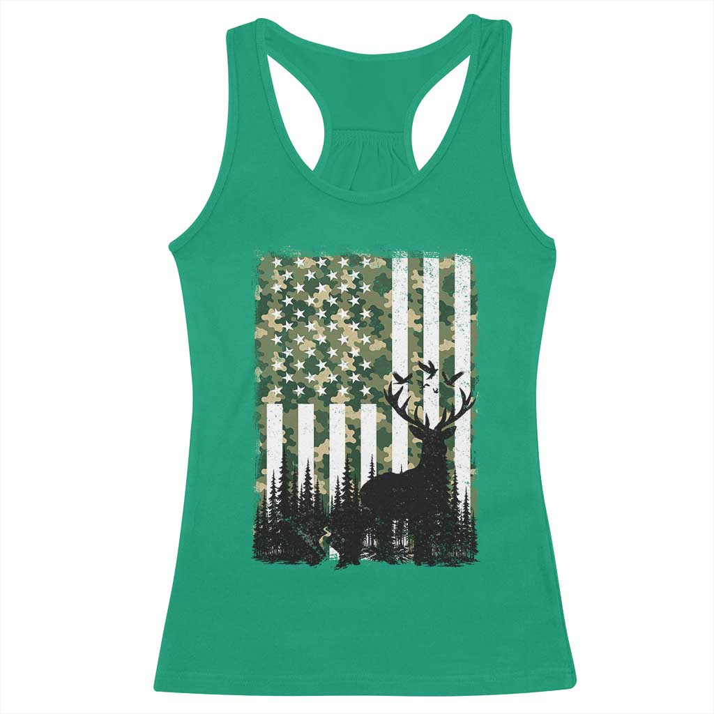 Deer Hunting Racerback Tank Top American Flag Camo Gift - Wonder Print Shop