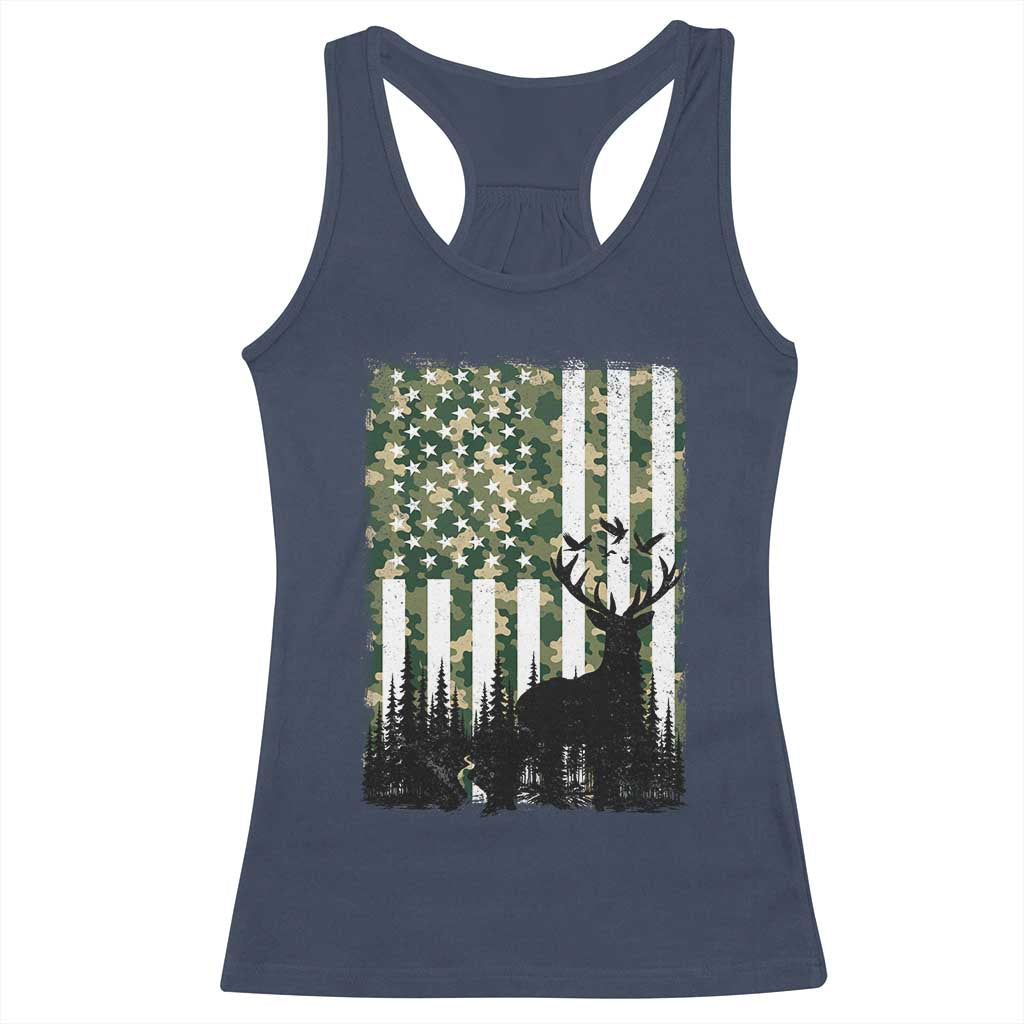 Deer Hunting Racerback Tank Top American Flag Camo Gift - Wonder Print Shop