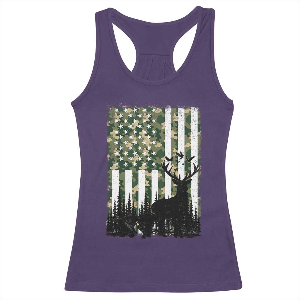 Deer Hunting Racerback Tank Top American Flag Camo Gift - Wonder Print Shop