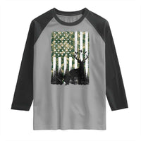 Deer Hunting Raglan Shirt American Flag Camo Gift - Wonder Print Shop