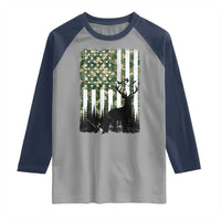 Deer Hunting Raglan Shirt American Flag Camo Gift - Wonder Print Shop
