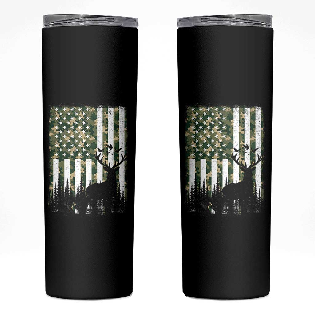 Deer Hunting Skinny Tumbler American Flag Camo Gift