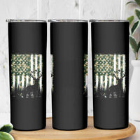 Deer Hunting Skinny Tumbler American Flag Camo Gift