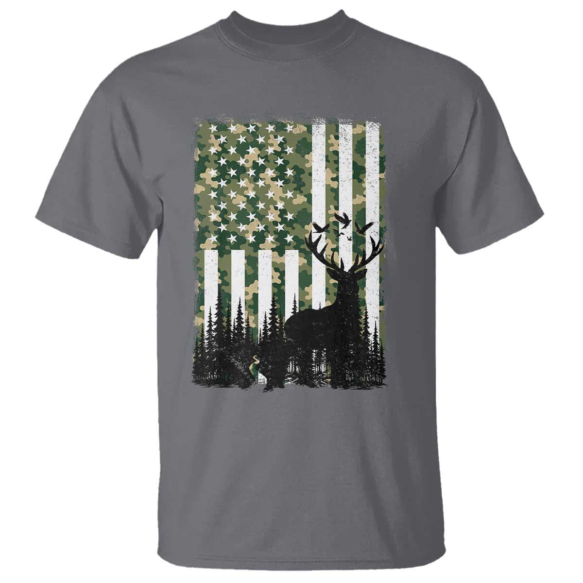 Deer Hunting T Shirt American Flag Camo Gift - Wonder Print Shop