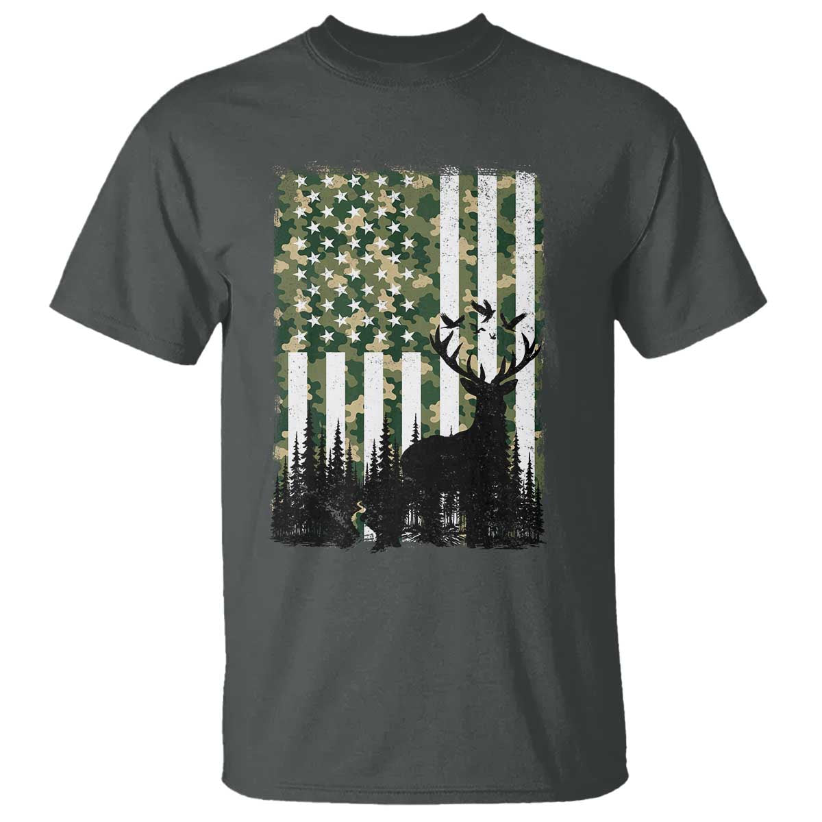Deer Hunting T Shirt American Flag Camo Gift - Wonder Print Shop