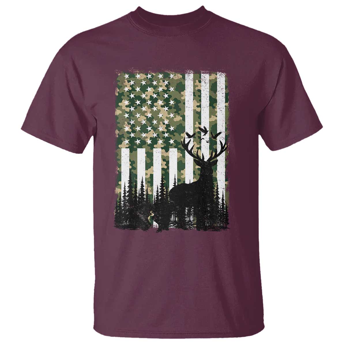 Deer Hunting T Shirt American Flag Camo Gift - Wonder Print Shop