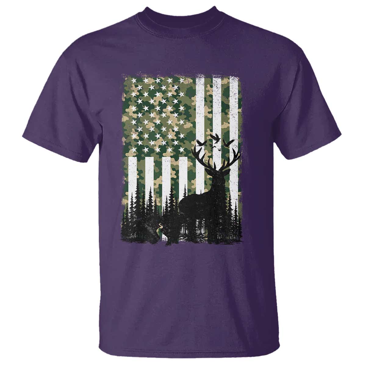 Deer Hunting T Shirt American Flag Camo Gift - Wonder Print Shop