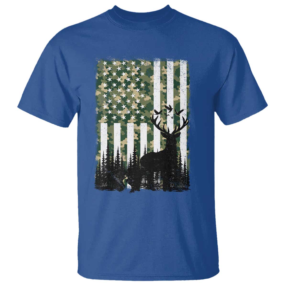Deer Hunting T Shirt American Flag Camo Gift - Wonder Print Shop