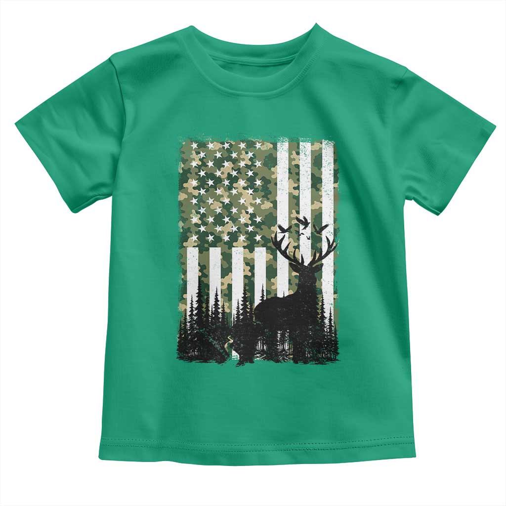 Deer Hunting Toddler T Shirt American Flag Camo Gift - Wonder Print Shop