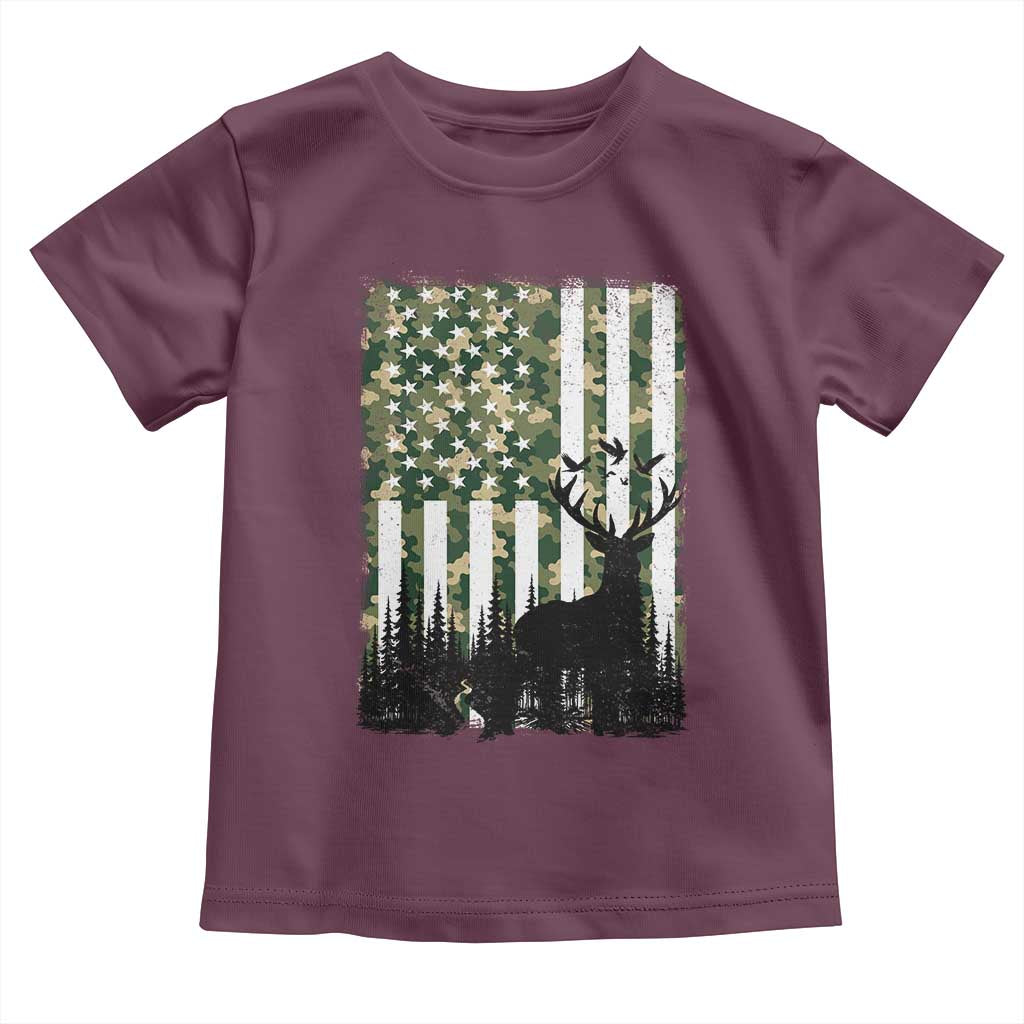 Deer Hunting Toddler T Shirt American Flag Camo Gift - Wonder Print Shop