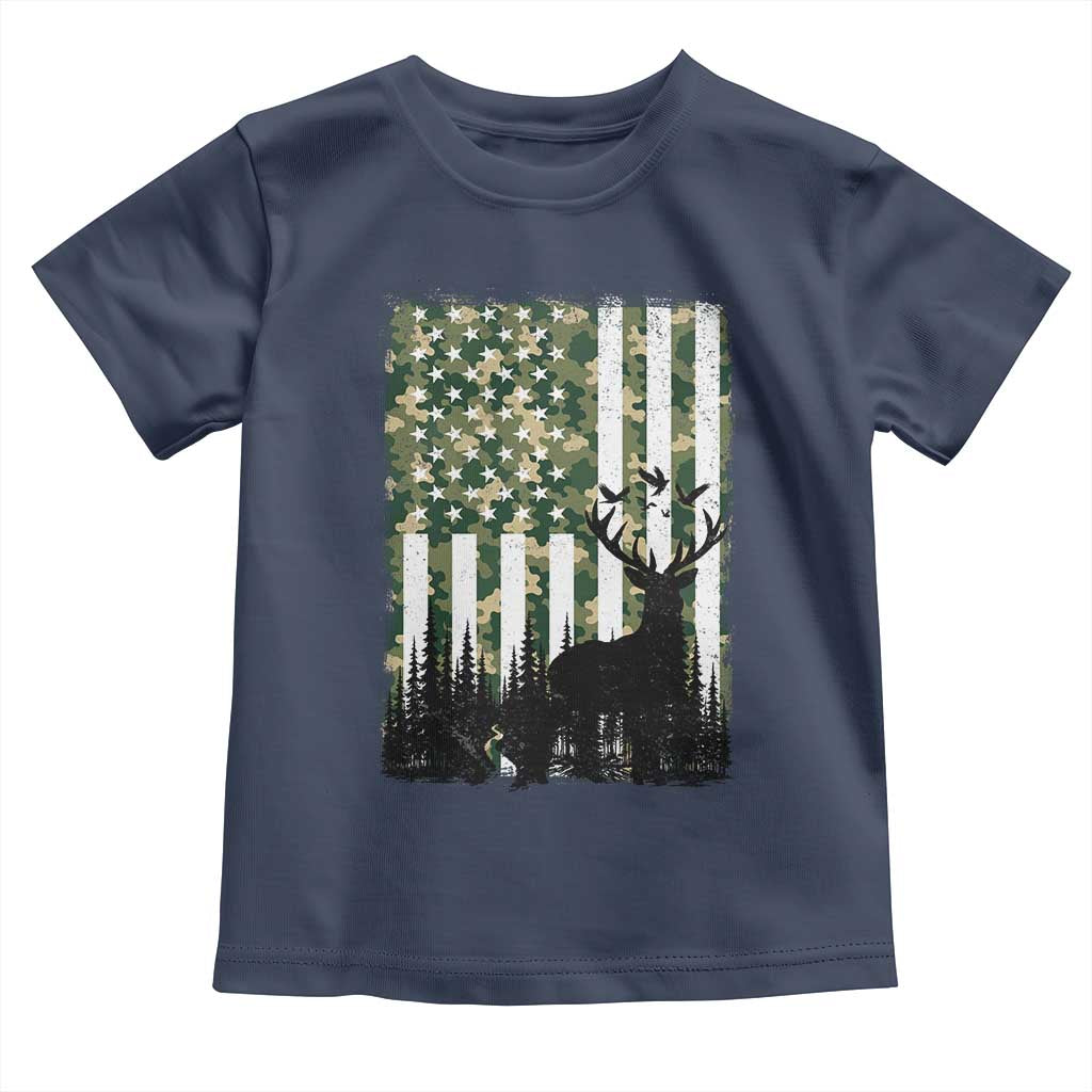 Deer Hunting Toddler T Shirt American Flag Camo Gift - Wonder Print Shop