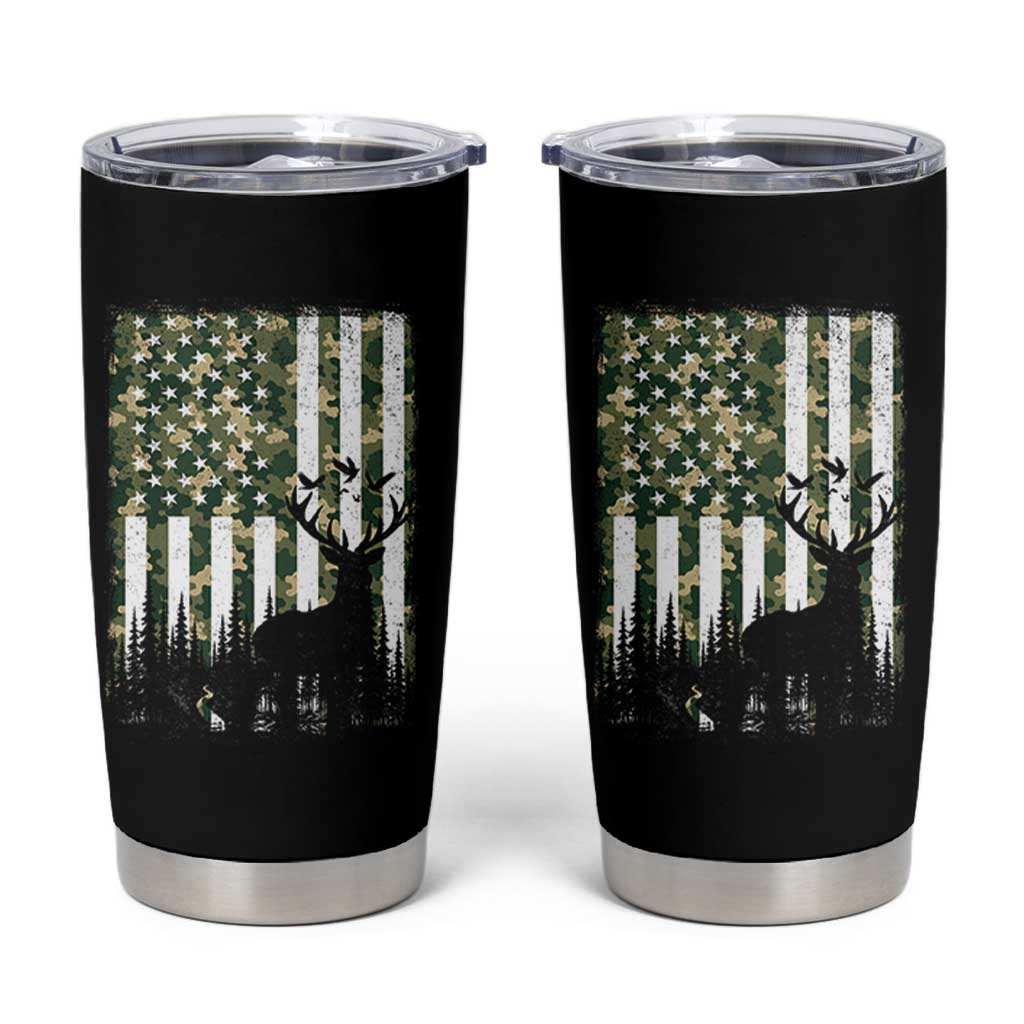 Deer Hunting Tumbler Cup American Flag Camo Gift