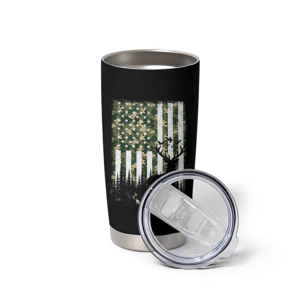 Deer Hunting Tumbler Cup American Flag Camo Gift