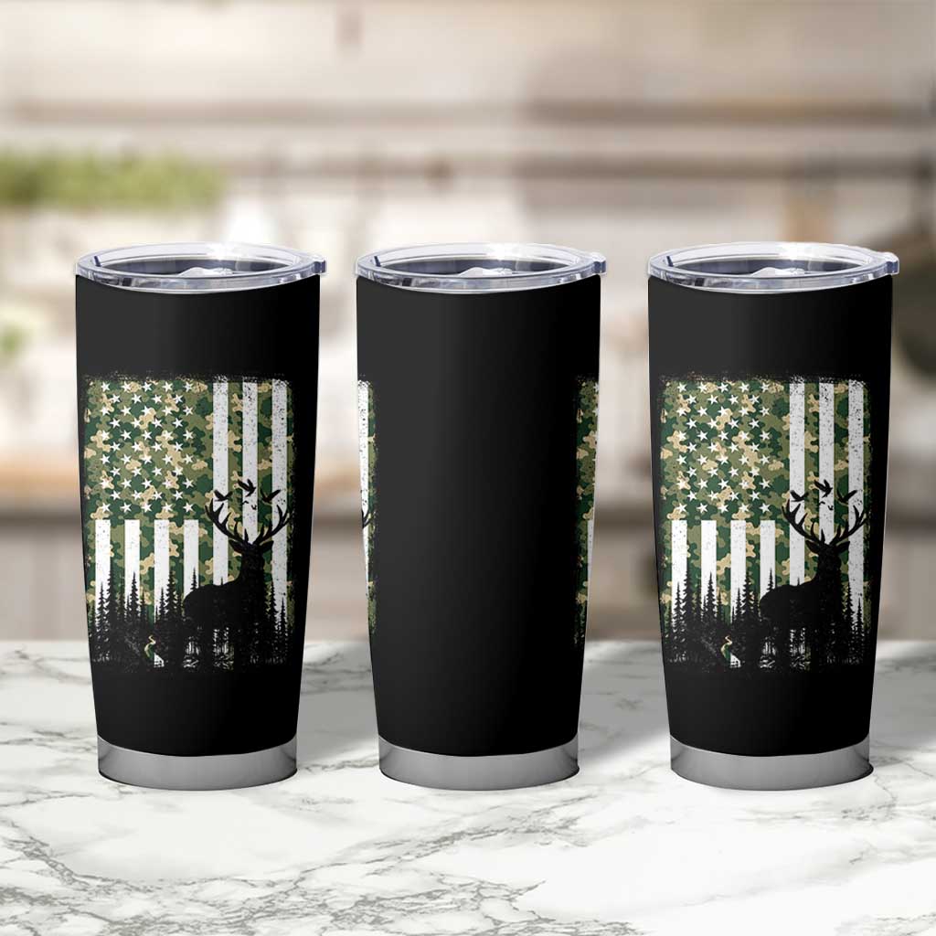 Deer Hunting Tumbler Cup American Flag Camo Gift
