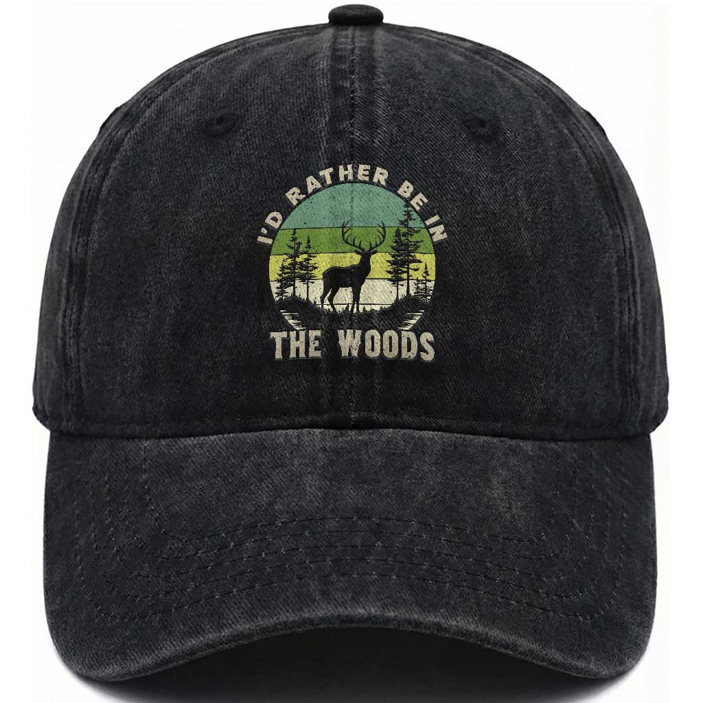 Hunting Season Washed Cotton Baseball Cap I Would Rather Be In The Woods
