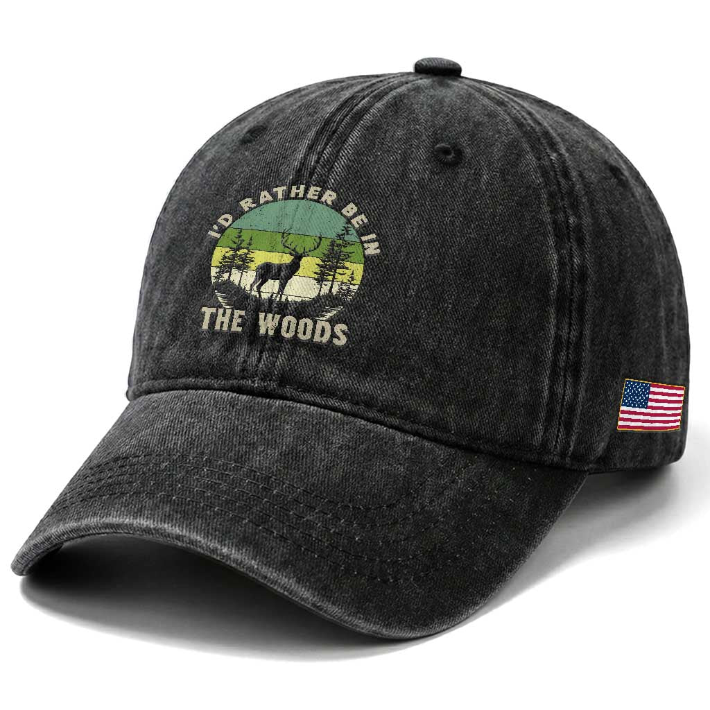 Hunting Season Washed Cotton Baseball Cap I Would Rather Be In The Woods