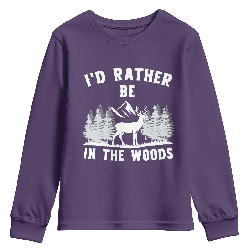 I Would Rather Be In The Woods Youth Sweatshirt Deer Hunter Gift - Wonder Print Shop