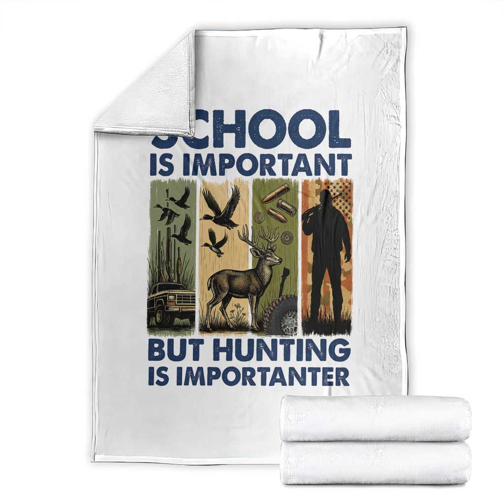 School Is Important But Hunting Is Importanter Throw Blanket Retro Deer Hunting Gift - Wonder Print Shop