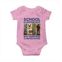 School Is Important But Hunting Is Importanter Baby Onesie Retro Deer Hunting Gift - Wonder Print Shop