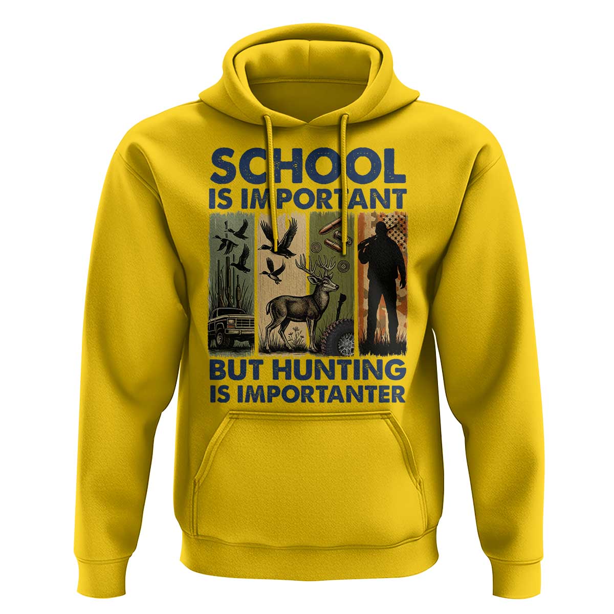School Is Important But Hunting Is Importanter Hoodie Retro Deer Hunting Gift - Wonder Print Shop