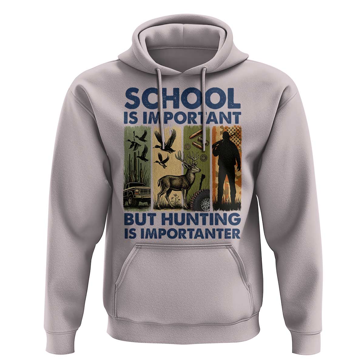 School Is Important But Hunting Is Importanter Hoodie Retro Deer Hunting Gift - Wonder Print Shop