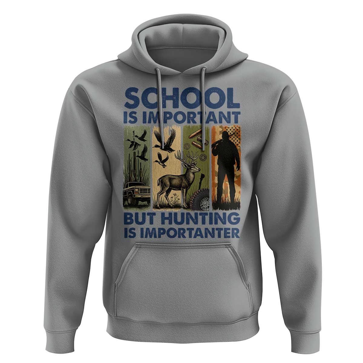 School Is Important But Hunting Is Importanter Hoodie Retro Deer Hunting Gift - Wonder Print Shop