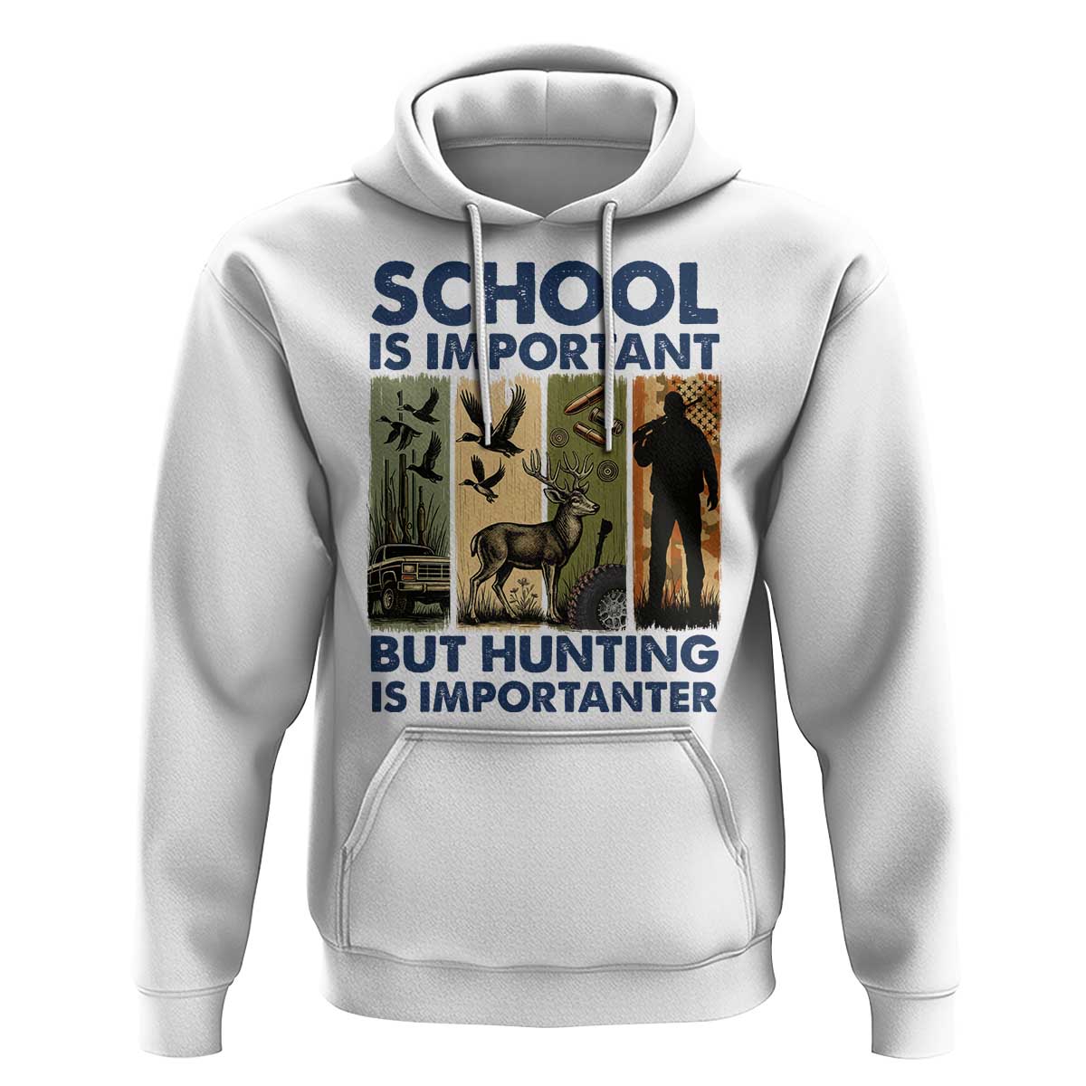 School Is Important But Hunting Is Importanter Hoodie Retro Deer Hunting Gift - Wonder Print Shop