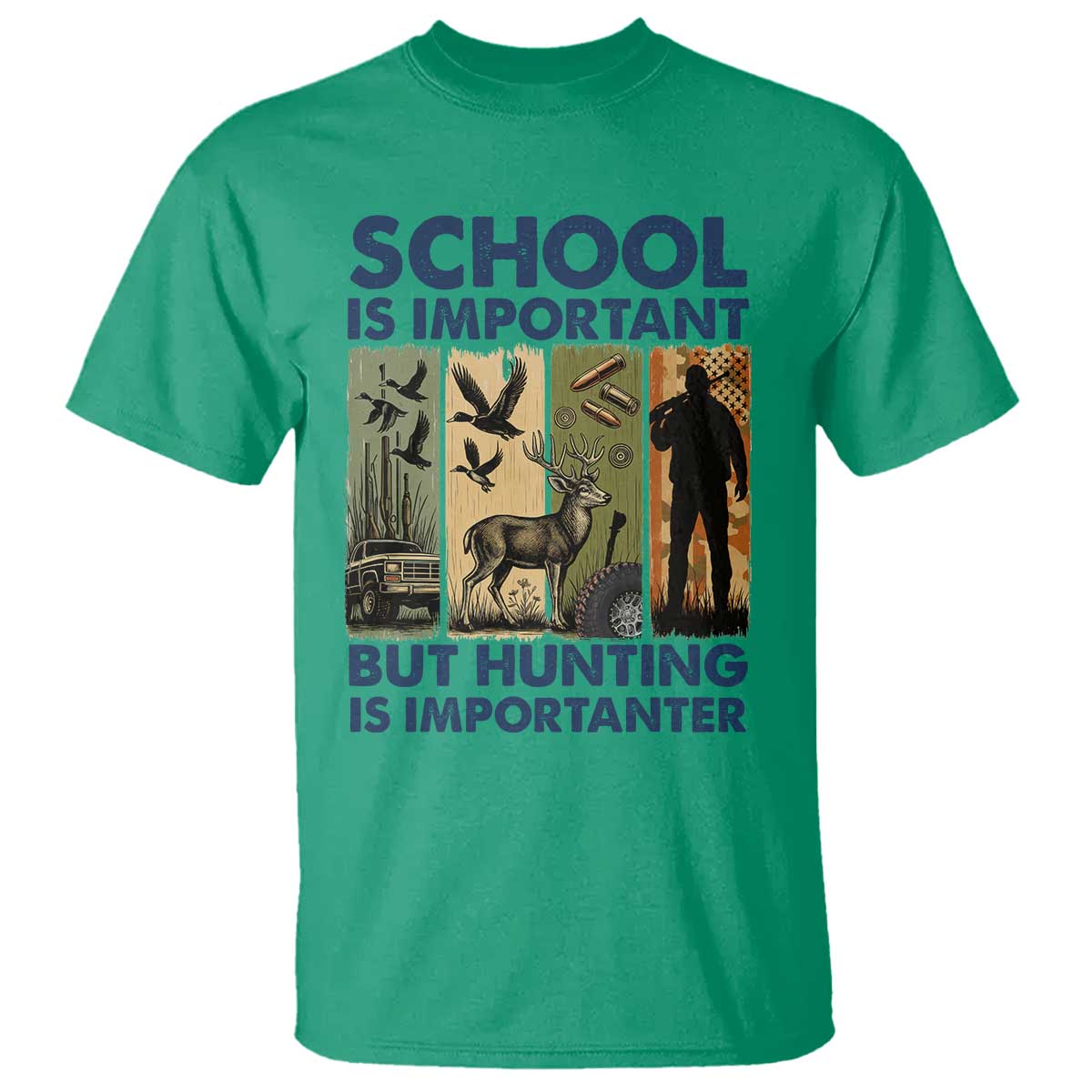 School Is Important But Hunting Is Importanter T Shirt Retro Deer Hunting Gift - Wonder Print Shop