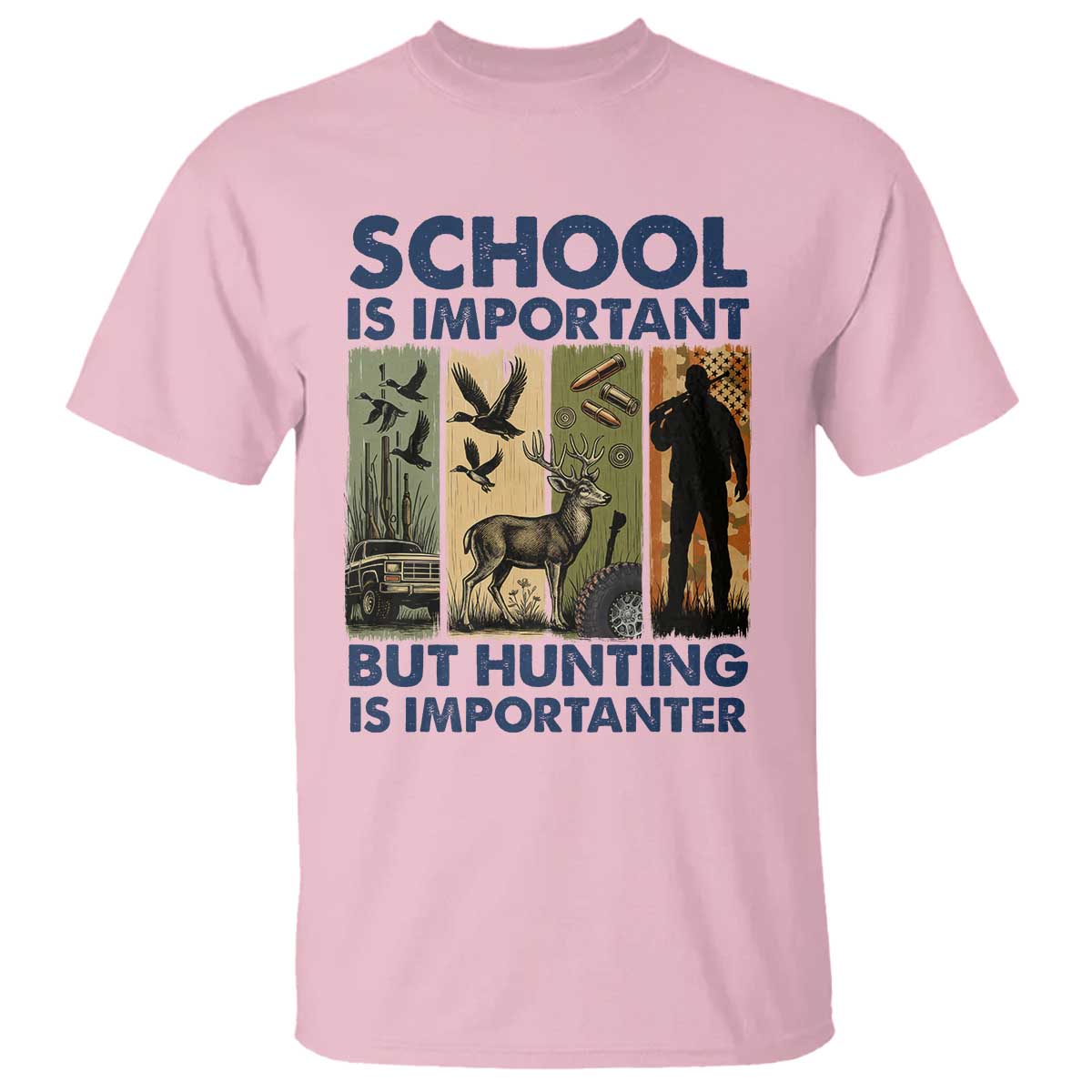 School Is Important But Hunting Is Importanter T Shirt Retro Deer Hunting Gift - Wonder Print Shop