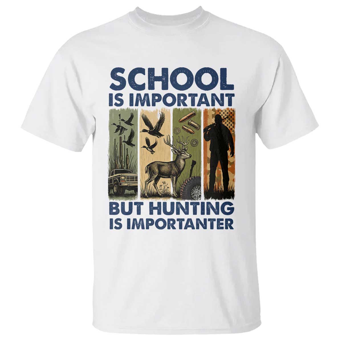 School Is Important But Hunting Is Importanter T Shirt Retro Deer Hunting Gift - Wonder Print Shop