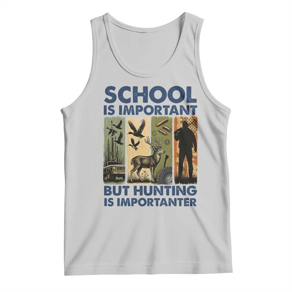 School Is Important But Hunting Is Importanter Tank Top Retro Deer Hunting Gift - Wonder Print Shop