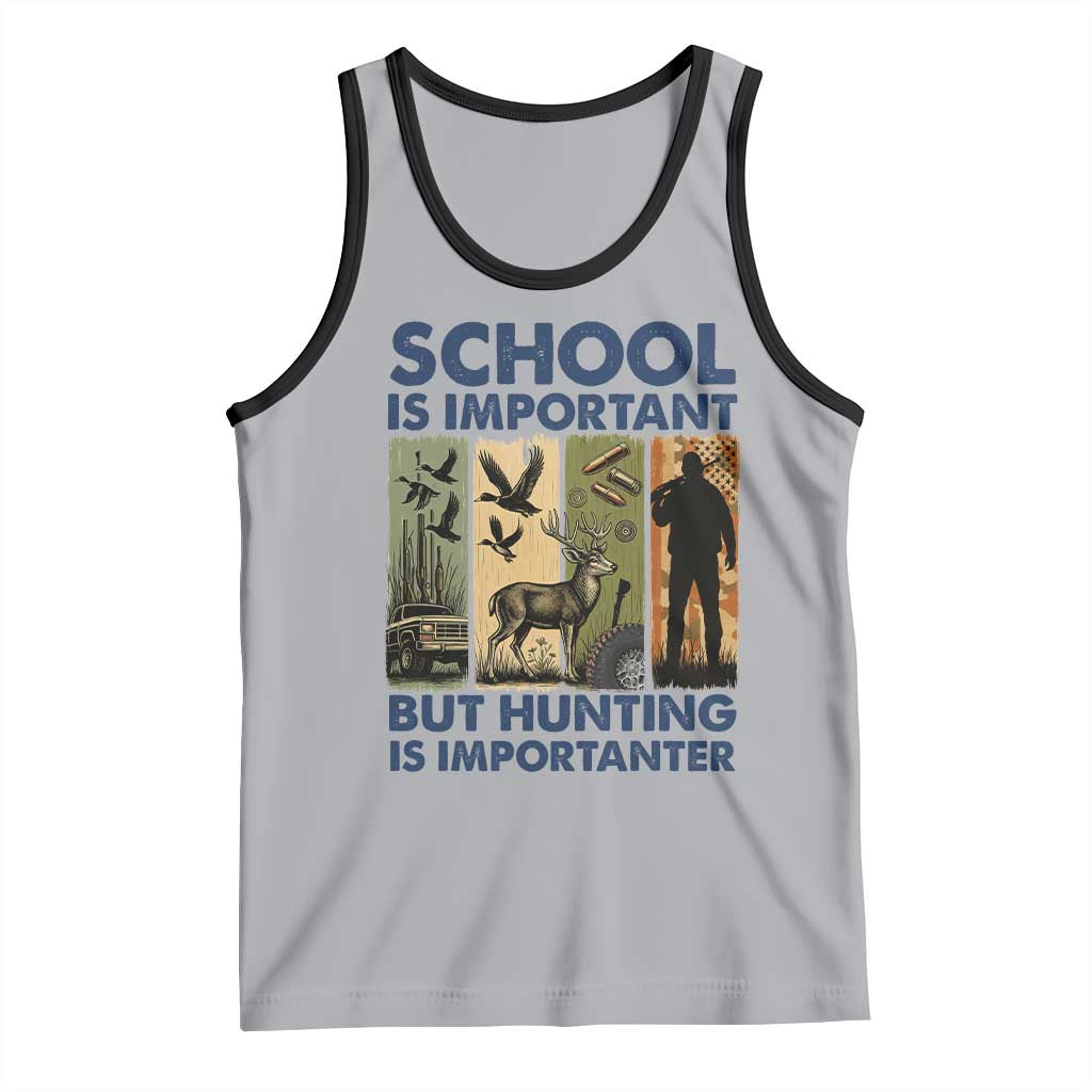 School Is Important But Hunting Is Importanter Tank Top Retro Deer Hunting Gift - Wonder Print Shop
