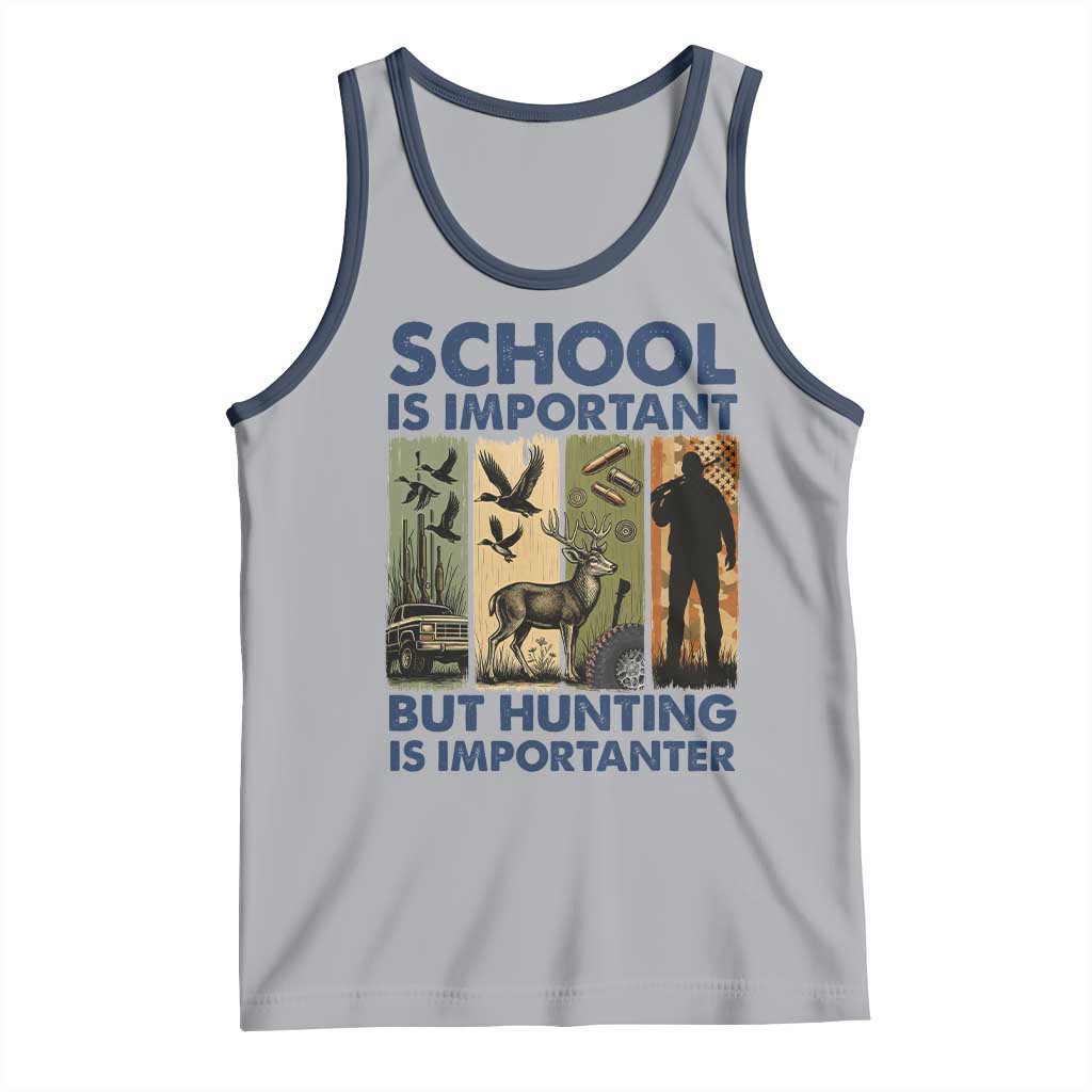 School Is Important But Hunting Is Importanter Tank Top Retro Deer Hunting Gift - Wonder Print Shop