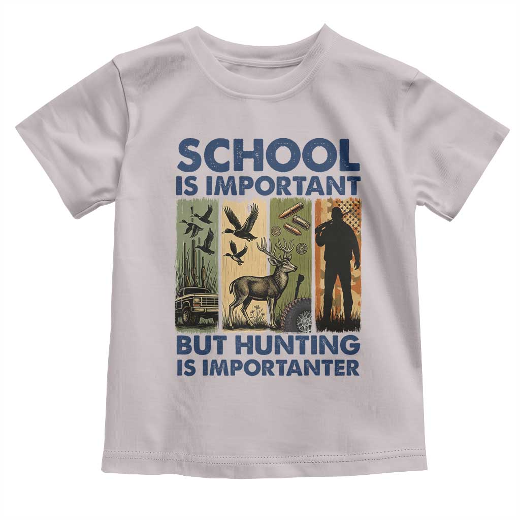 School Is Important But Hunting Is Importanter Toddler T Shirt Retro Deer Hunting Gift - Wonder Print Shop