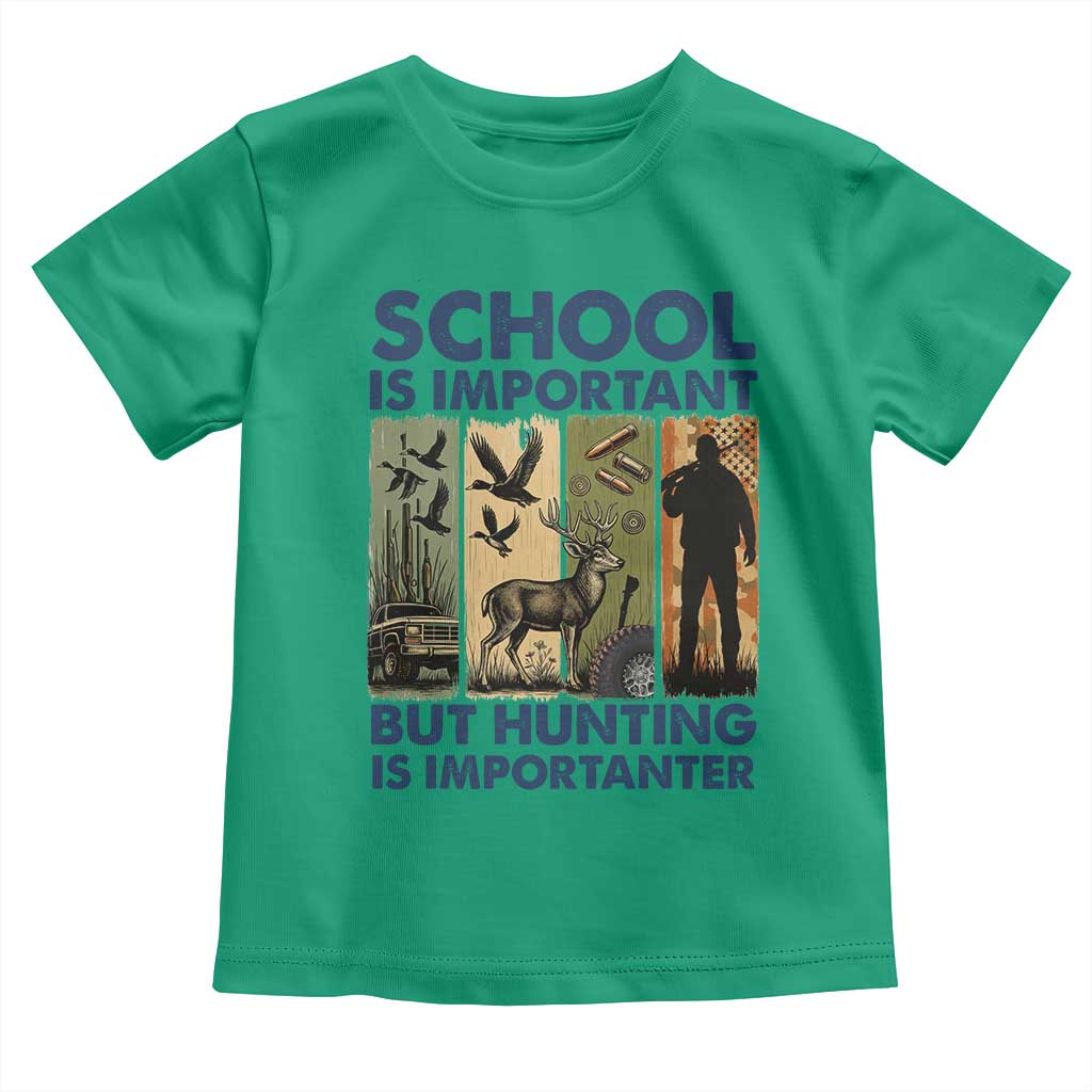 School Is Important But Hunting Is Importanter Toddler T Shirt Retro Deer Hunting Gift - Wonder Print Shop