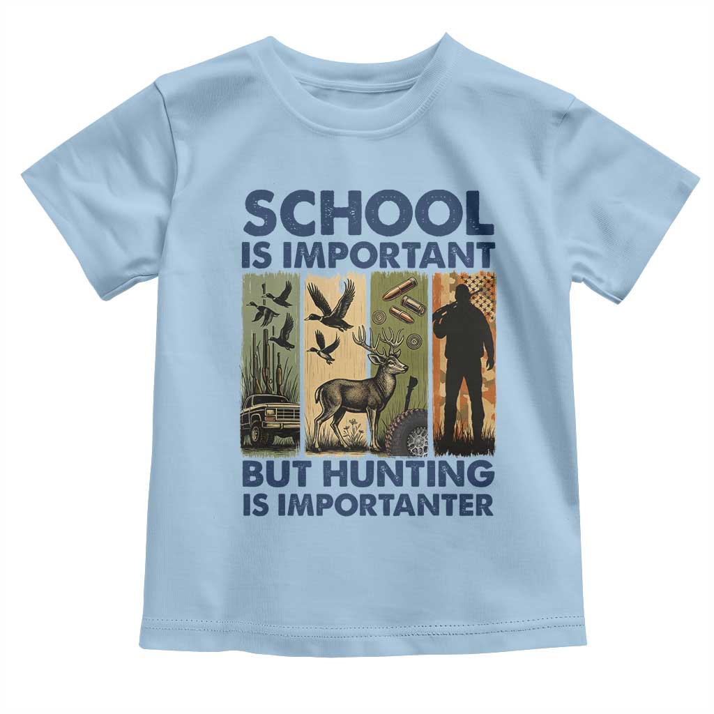 School Is Important But Hunting Is Importanter Toddler T Shirt Retro Deer Hunting Gift - Wonder Print Shop