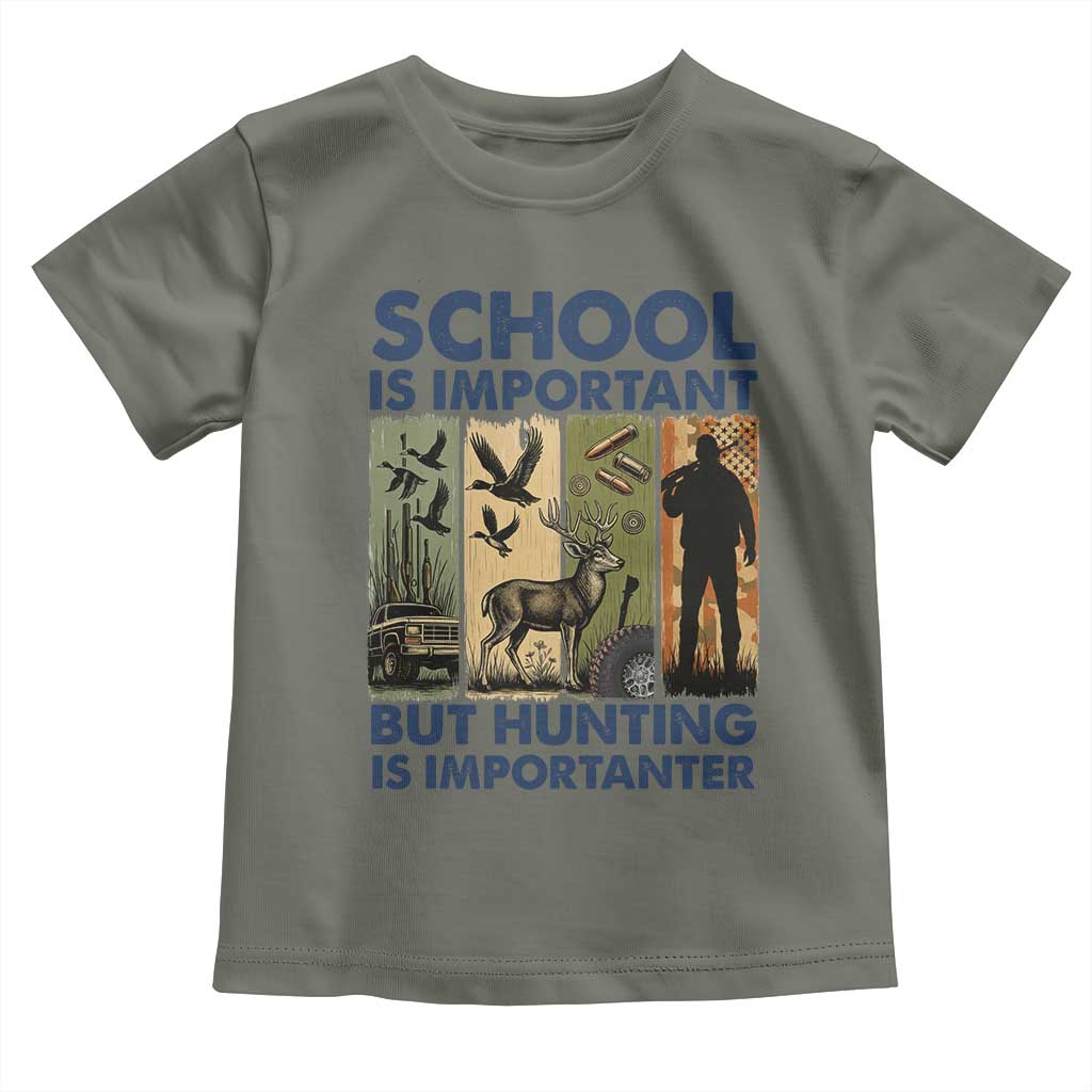 School Is Important But Hunting Is Importanter Toddler T Shirt Retro Deer Hunting Gift - Wonder Print Shop