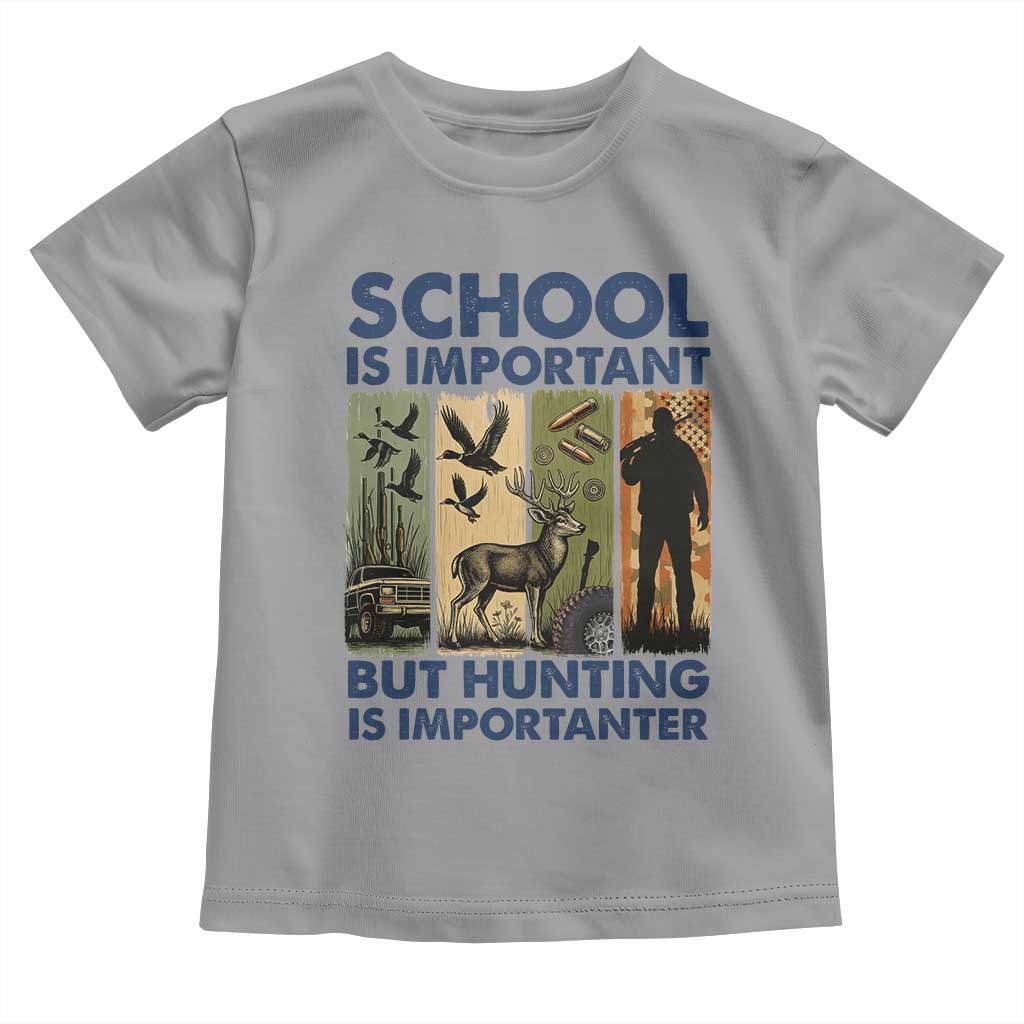School Is Important But Hunting Is Importanter Toddler T Shirt Retro Deer Hunting Gift - Wonder Print Shop