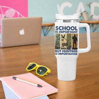 School Is Important But Hunting Is Importanter Tumbler With Handle Retro Deer Hunting Gift