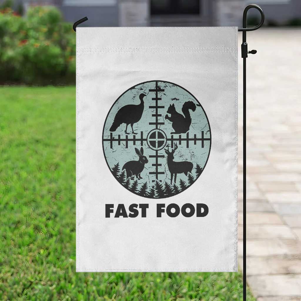 Funny Hunter Joke Garden Flag Hunting Fast Food Animals - Wonder Print Shop