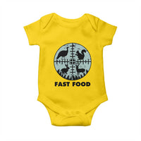 Funny Hunter Joke Baby Onesie Hunting Fast Food Animals - Wonder Print Shop