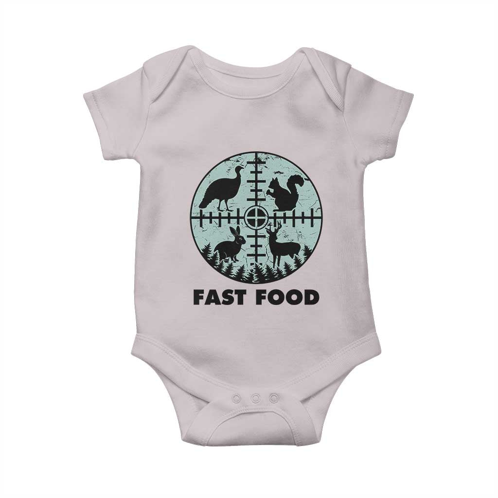Funny Hunter Joke Baby Onesie Hunting Fast Food Animals - Wonder Print Shop