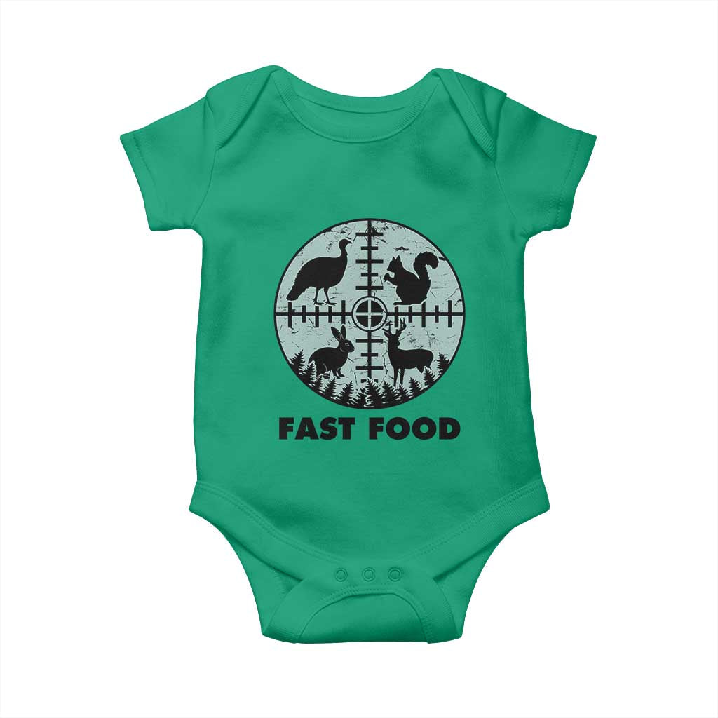 Funny Hunter Joke Baby Onesie Hunting Fast Food Animals - Wonder Print Shop