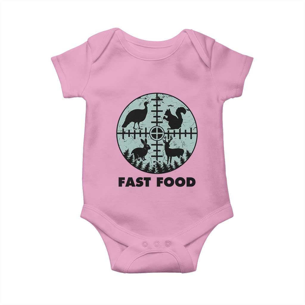 Funny Hunter Joke Baby Onesie Hunting Fast Food Animals - Wonder Print Shop